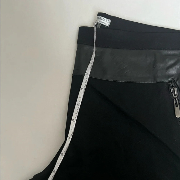 Alberto Makali NWT Side Eco Leather Details Black Pants Pull On Straight Leg 16 - Picture 5 of 8